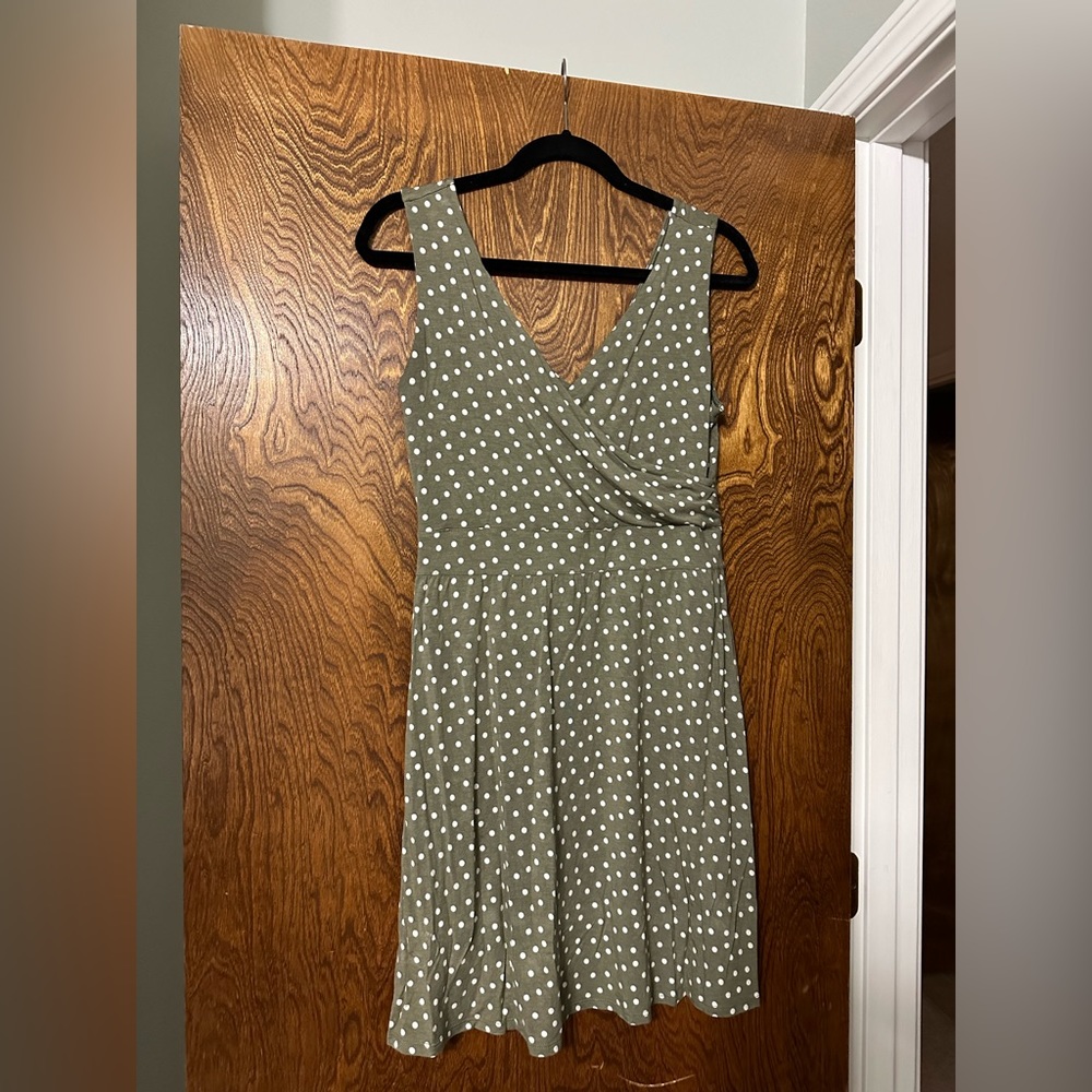 Maurices Olive Green Dot Faux Wrap Dress